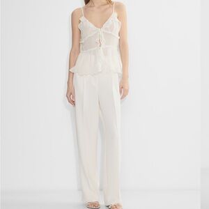 Aritzia effortless Cream Wide Leg Pants
